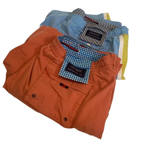 CREMIEUX Lot Of 2 Swim Board Shorts Sz XL 36 Orange & Blue Pockets Drawstring - Picture 2 of 16